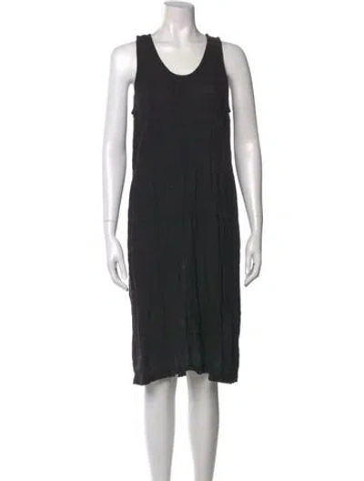 Pre-owned Black Crane Scoop Neck Knee-length Dress In Black