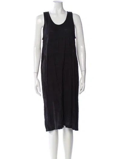 Pre-owned Black Crane Scoop Neck Knee-length Dress In Black