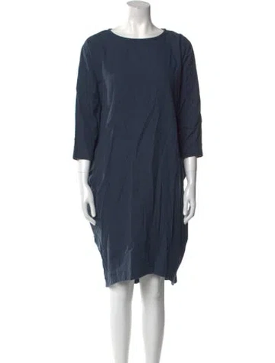 Pre-owned Black Crane Scoop Neck Knee-length Dress In Blue