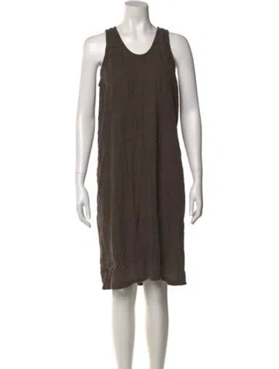 Pre-owned Black Crane Scoop Neck Knee-length Dress In Green