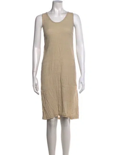 Pre-owned Black Crane Scoop Neck Knee-length Dress In Neutrals