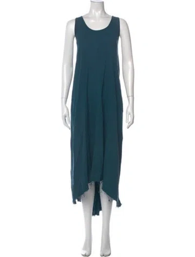 Pre-owned Black Crane Scoop Neck Long Dress In Blue