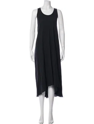 Pre-owned Black Crane Scoop Neck Long Dress In Gray