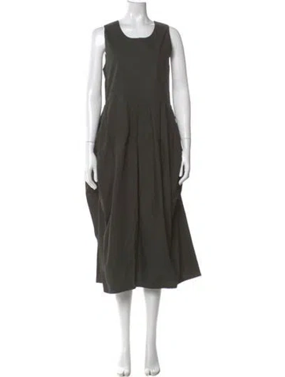Pre-owned Black Crane Scoop Neck Long Dress In Green