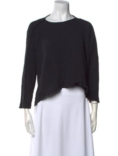 Pre-owned Black Crane Scoop Neck Long Sleeve Crop Top In Black