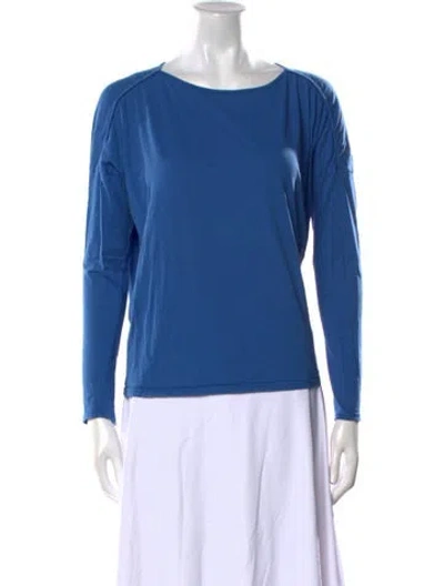 Pre-owned Black Crane Scoop Neck Long Sleeve Top In Blue