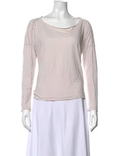 Pre-owned Black Crane Scoop Neck Long Sleeve Top In Pink