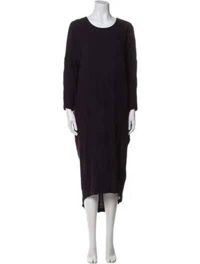 Pre-owned Black Crane Scoop Neck Midi Length Dress In Blue