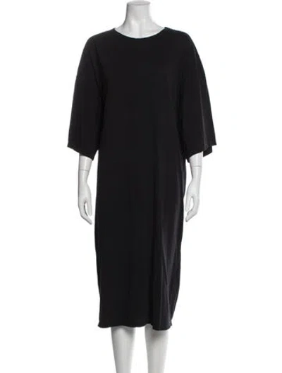 Pre-owned Black Crane Scoop Neck Midi Length Dress In Blue