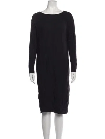 Pre-owned Black Crane Scoop Neck Midi Length Dress In Blue