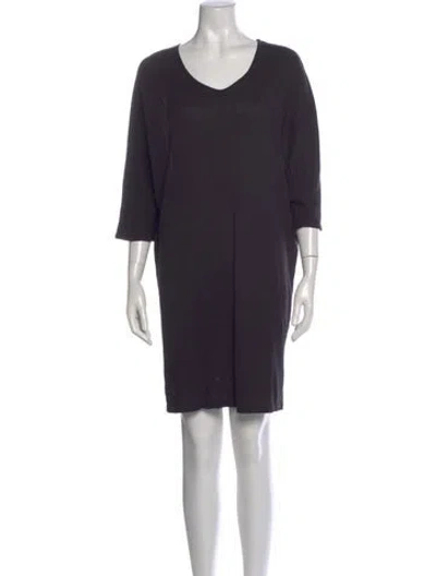 Pre-owned Black Crane Scoop Neck Mini Dress In Blue