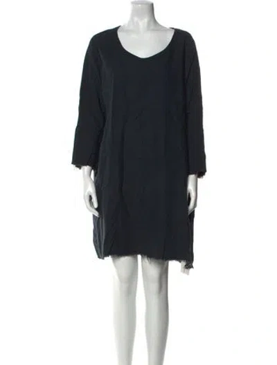 Pre-owned Black Crane Scoop Neck Mini Dress In Green