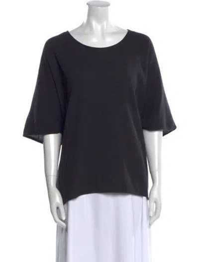 Pre-owned Black Crane Scoop Neck Short Sleeve T-shirt In Blue