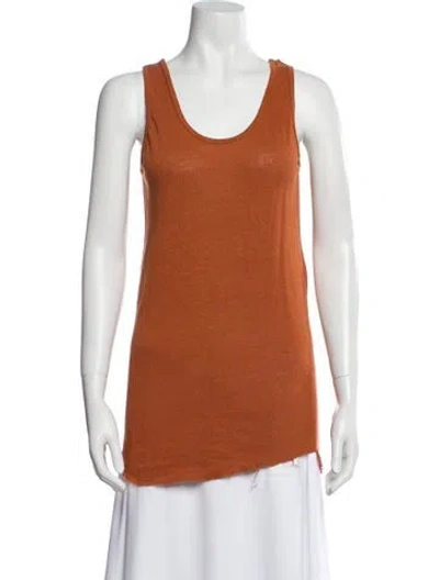 Pre-owned Black Crane Scoop Neck Sleeveless Top In Orange