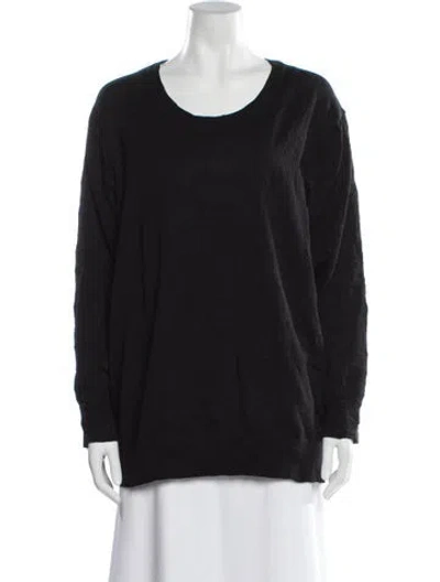 Pre-owned Black Crane Scoop Neck Sweater In Black