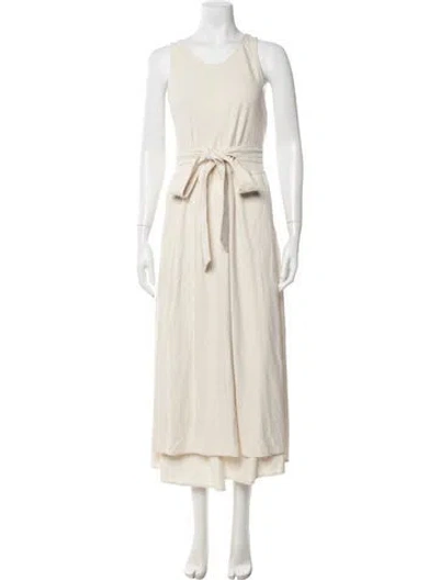 Pre-owned Black Crane Silk Long Dress In Neutrals