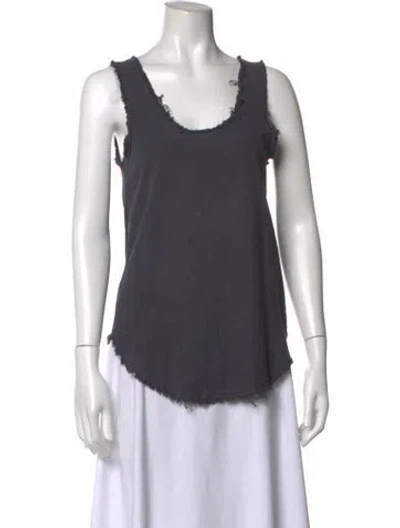 Pre-owned Black Crane Silk Scoop Neck Top In Grey