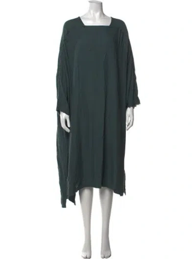 Pre-owned Black Crane Square Neckline Long Dress In Grey