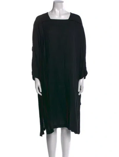 Pre-owned Black Crane Square Neckline Midi Length Dress In Black