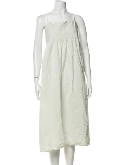 Pre-owned Black Crane Square Neckline Midi Length Dress In Green