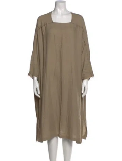 Pre-owned Black Crane Square Neckline Midi Length Dress In Neutral