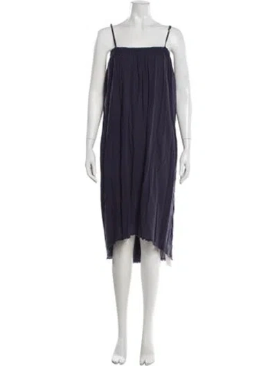 Pre-owned Black Crane Square Neckline Midi Length Dress In Purple