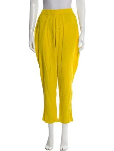Pre-owned Black Crane Straight Leg Pants In Yellow
