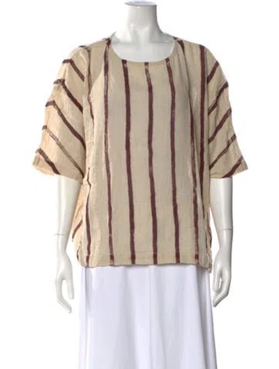 Pre-owned Black Crane Striped Crew Neck Top In Neutral