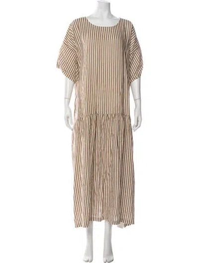 Pre-owned Black Crane Striped Long Dress In Neutral