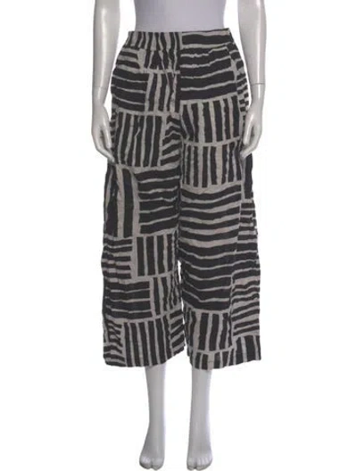 Pre-owned Black Crane Striped Wide Leg Pants In Gray