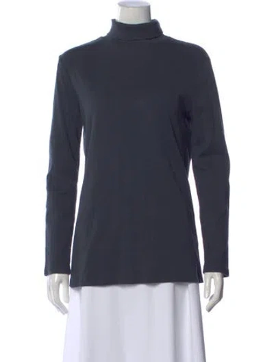 Pre-owned Black Crane Turtleneck Long Sleeve Top In Blue