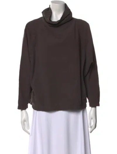Pre-owned Black Crane Turtleneck Long Sleeve Top In Brown