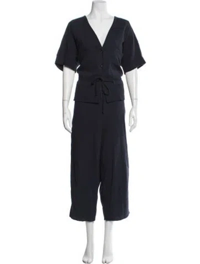 Pre-owned Black Crane V-neck Jumpsuit In Blue