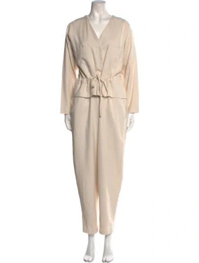 Pre-owned Black Crane V-neck Jumpsuit In Neutral