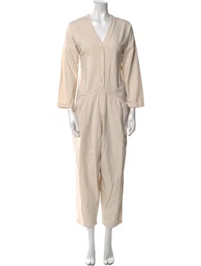 Pre-owned Black Crane V-neck Jumpsuit In Neutral