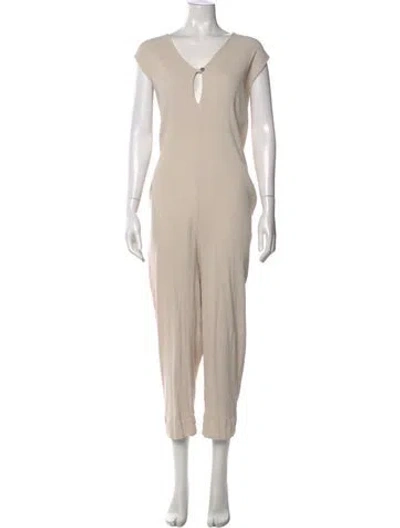 Pre-owned Black Crane V-neck Jumpsuit In Neutral