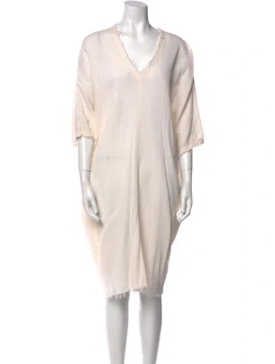 Pre-owned Black Crane V-neck Knee-length Dress In Neutral