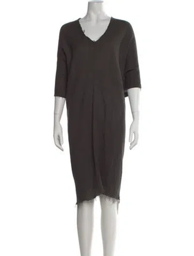 Pre-owned Black Crane V-neck Knee-length Dress In Neutral