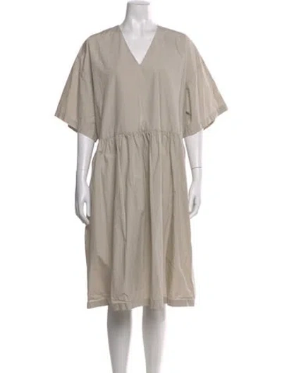 Pre-owned Black Crane V-neck Knee-length Dress W/ Tags In Neutral