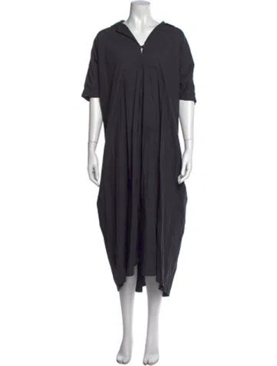 Pre-owned Black Crane V-neck Long Dress In Black