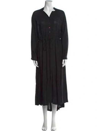 Pre-owned Black Crane V-neck Long Dress In Neutral