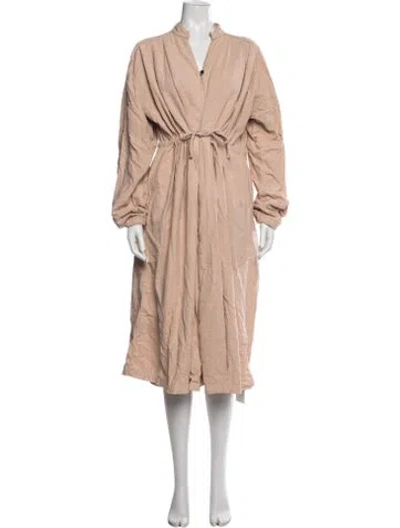 Pre-owned Black Crane V-neck Midi Length Dress In Pink