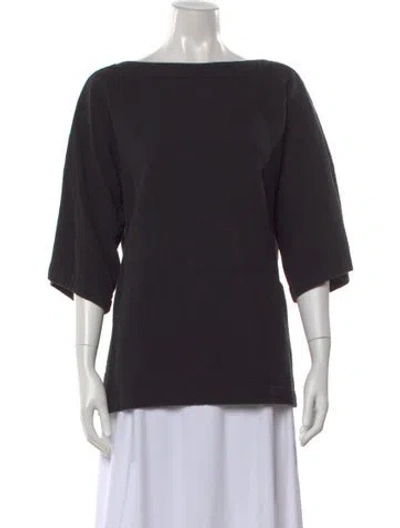 Pre-owned Black Crane V-neck Short Sleeve Top In Black
