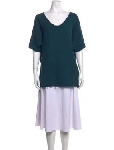 Pre-owned Black Crane V-neck Short Sleeve Top In Green