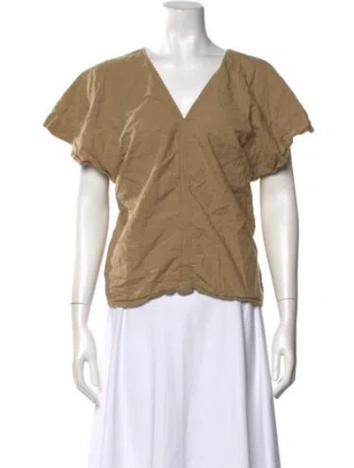Pre-owned Black Crane V-neck Short Sleeve Top In Neutral