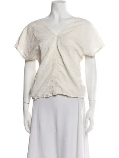 Pre-owned Black Crane V-neck Short Sleeve Top In Neutrals