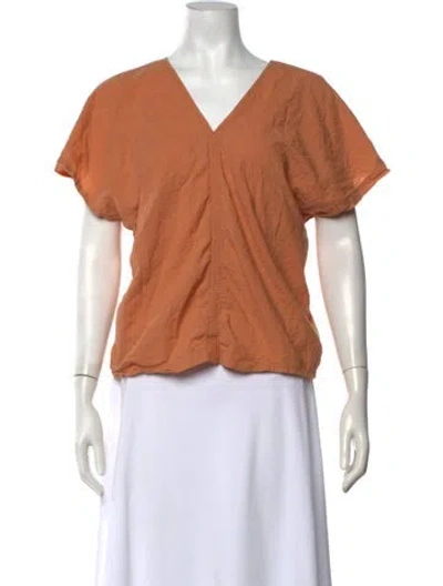 Pre-owned Black Crane V-neck Short Sleeve Top In Orange