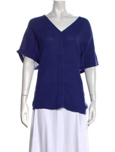 Pre-owned Black Crane V-neck Short Sleeve Top In Purple