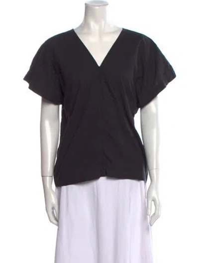 Pre-owned Black Crane V-neck Short Sleeve T-shirt In Black