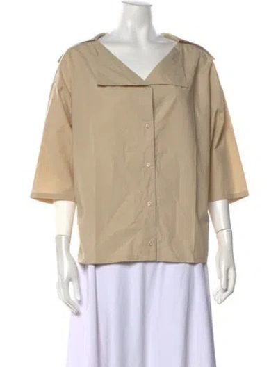 Pre-owned Black Crane V-neck Three-quarter Sleeve Top W/ Tags In Neutrals